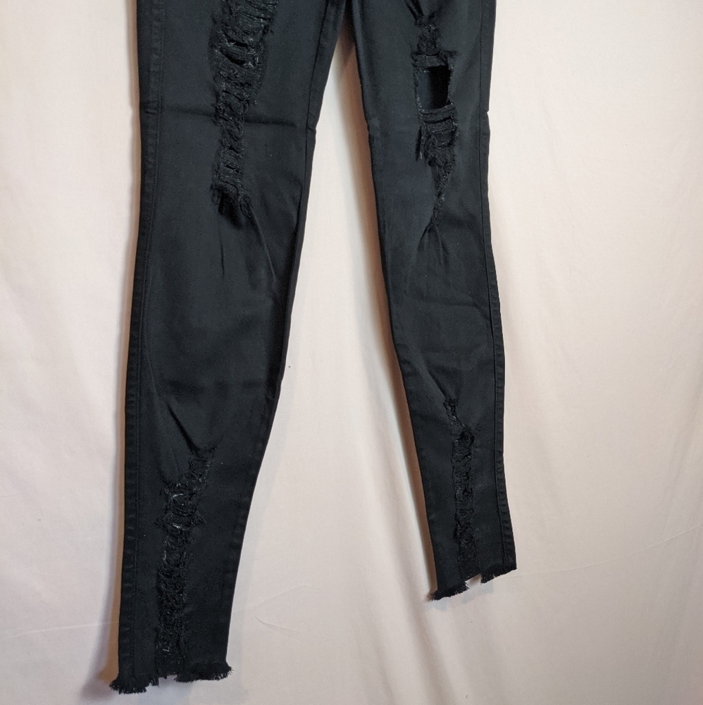 Fashion Nova Tell Your Boy Bye Ripped Jeans Black size 15 - Picture 2 of 7